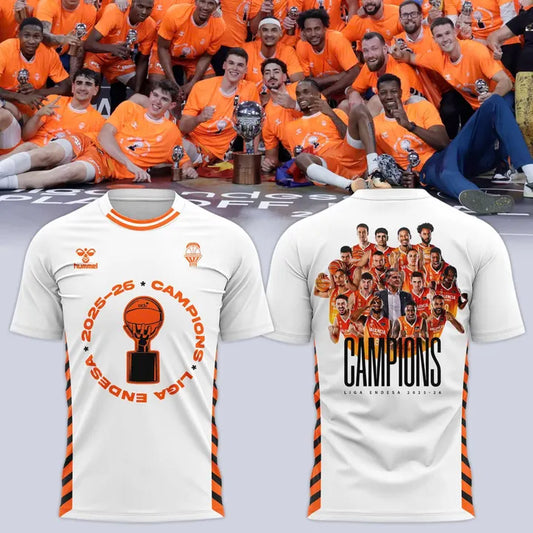 Valencia Basket 2026 Liga Endesa Champions T-Shirt - White Basketball Tee(v1)