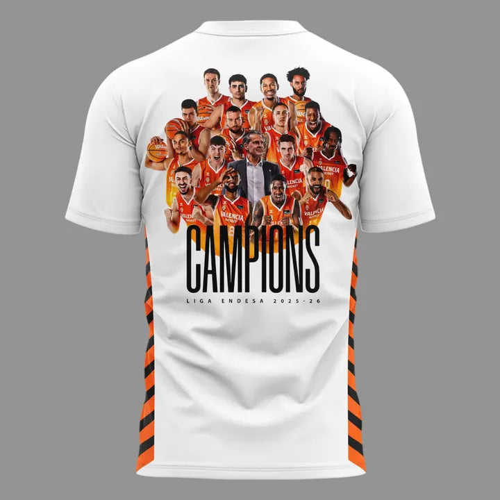 Valencia Basket 2026 Liga Endesa Champions T-Shirt - White Basketball Tee(v1)
