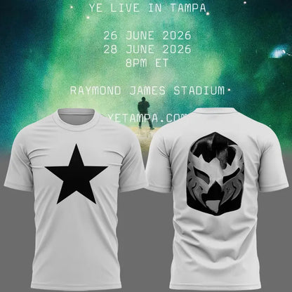 Mask White Tshirt -2026 Ye Live Concert Tour Raymondames Stadium