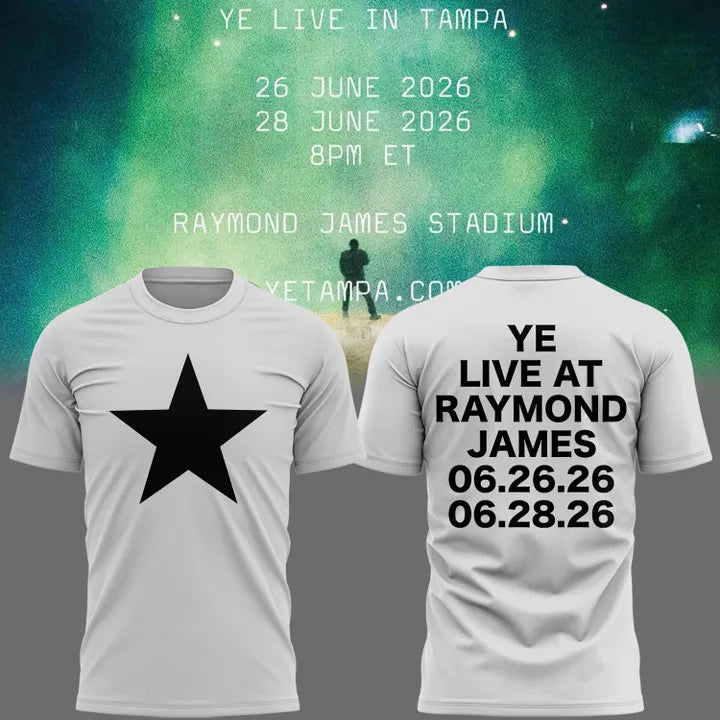 Tampa White Tshirt -2026 Ye Live Concert Tour Raymondames Stadium