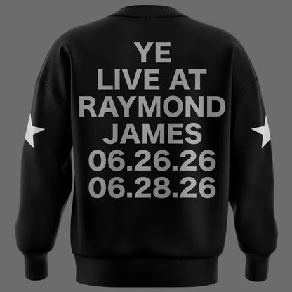 Tampa Black SWEATSHIRT -2026 Ye Live Concert Tour Raymondames Stadium