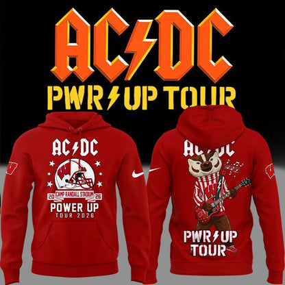 Hoodie AC/DC x Wisconsin Badgers Football - Power Up Tour 2026 Hoodie