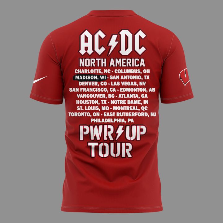 Exclusive AC/DC x Wisconsin Badgers Football - Power Up Tour 2026 T-Shirt
