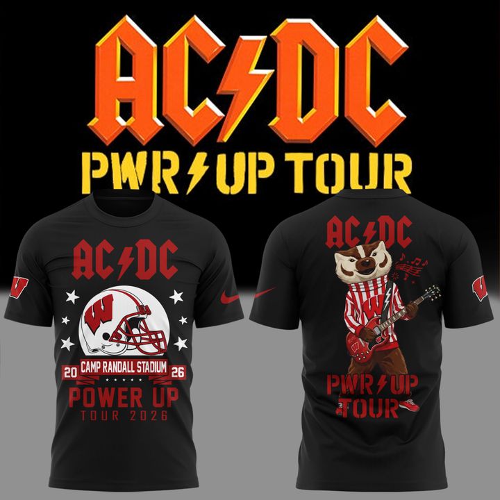 Limited Edition AC/DC x Wisconsin Badgers Football - Power Up Tour 2026 T-Shirt