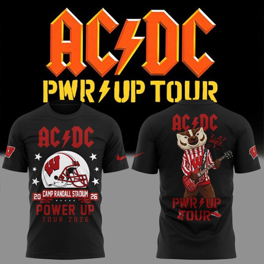 Limited Edition AC/DC x Wisconsin Badgers Football - Power Up Tour 2026 T-Shirt