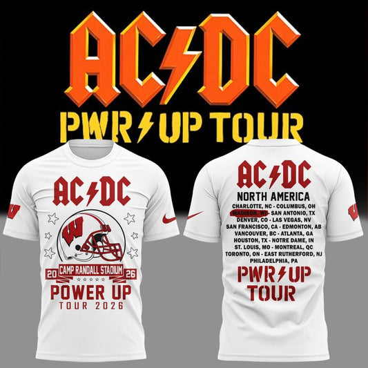 Exclusive Tshirt AC/DC x Wisconsin Badgers Football - Power Up Tour 2026 T-Shirt