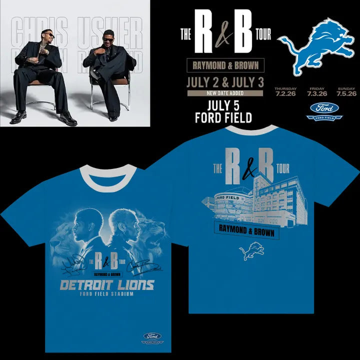 Detroit Lions x Usher & Chris Brown: The R&B Tour - Ford Field stadium black tee
