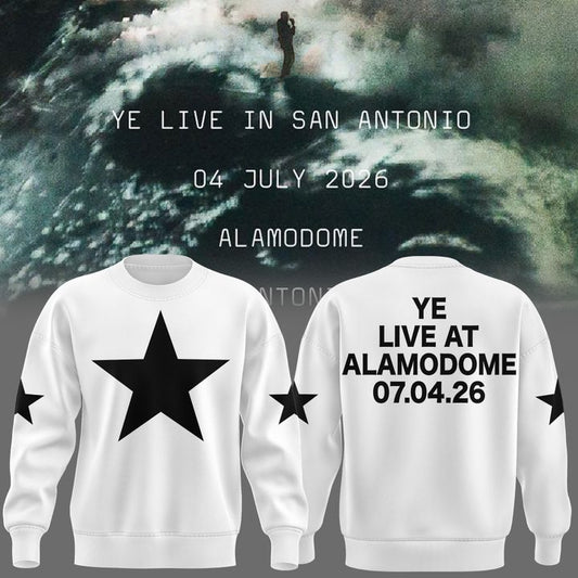 San Antonio white SWEATSHIRT -2026 Ye Live Concert Tour Alamodome Stadium
