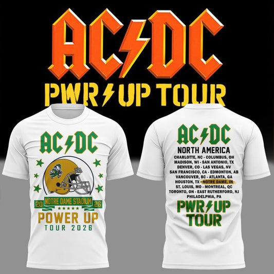 Limited Edition AC/DC x Notre Dame Football - Power Up Tour 2026 T-Shirt