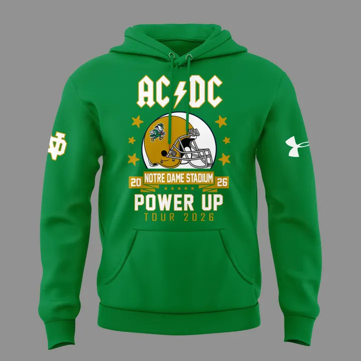 Limited Hoodie Power Up Tour 2026 - AC/DC x Notre Dame Football Hoodie