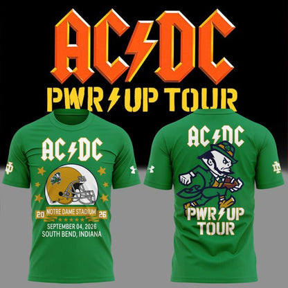 New Tshirt AC/DC x Notre Dame Football - Power Up Tour 2026 T-Shirt