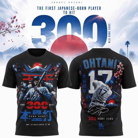 Shohei Ohtani Limited-Edition Commemorative T-Shirt: First Japanese Player to Hit 300 Career MLB Home Runs
