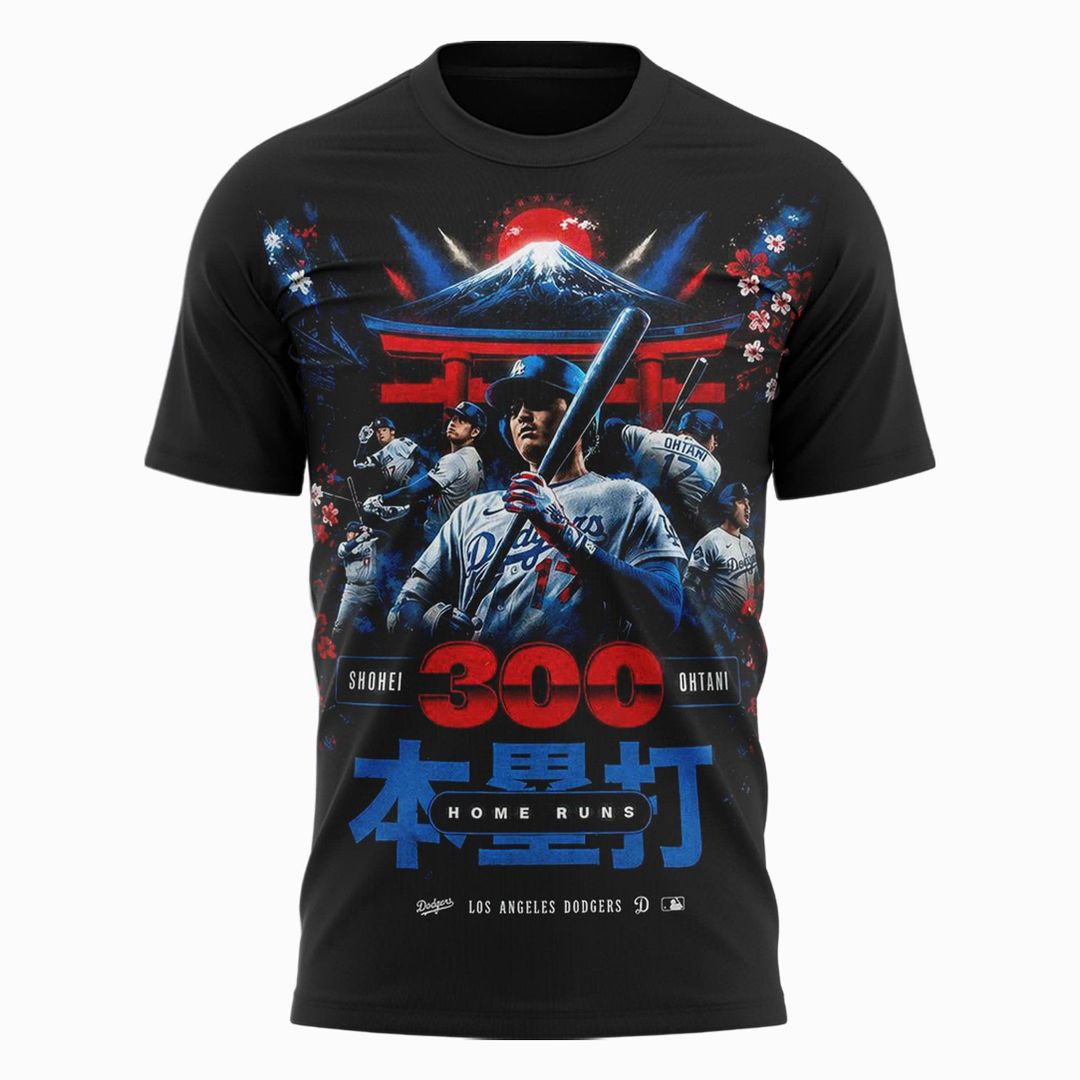 Shohei Ohtani Limited-Edition Commemorative T-Shirt: First Japanese Player to Hit 300 Career MLB Home Runs