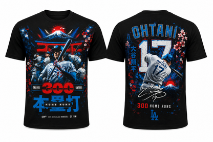 Shohei Ohtani Limited-Edition Commemorative T-Shirt: First Japanese Player to Hit 300 Career MLB Home Runs