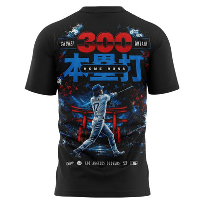 Shohei Ohtani Limited-Edition Commemorative T-Shirt: First Japanese Player to Hit 300 Career MLB Home Runs