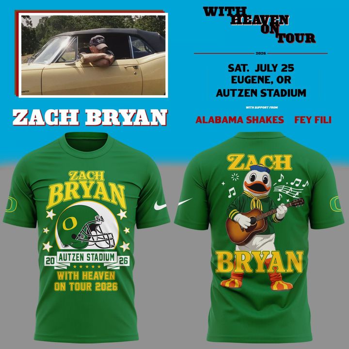 New Shirt Zach Bryan x Oregon Football - With Heaven On Tour 2026 T-Shirt