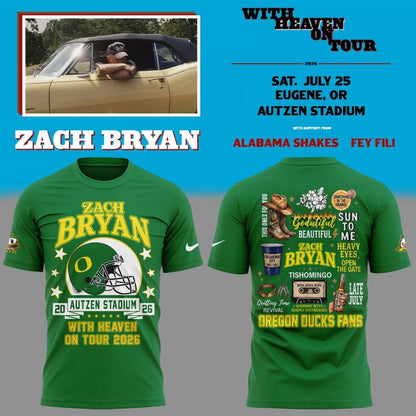 Zach Bryan x Oregon Football - With Heaven On Tour 2026 T-Shirt