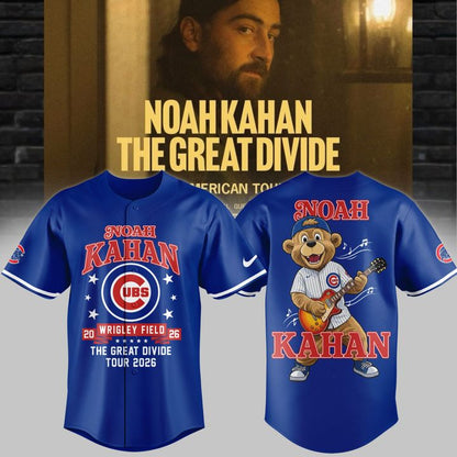 04.06. Newest Jersey Noah Kahan x Chicago Cubs - Wrigley Field Event Shirt - The Great Divide Tour 2026 Baseball Jersey
