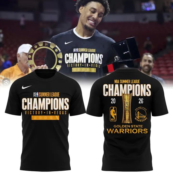 Official Golden State Warriors Black T-Shirt - 2026 NBA Summer League Champions Commemorative Shirt