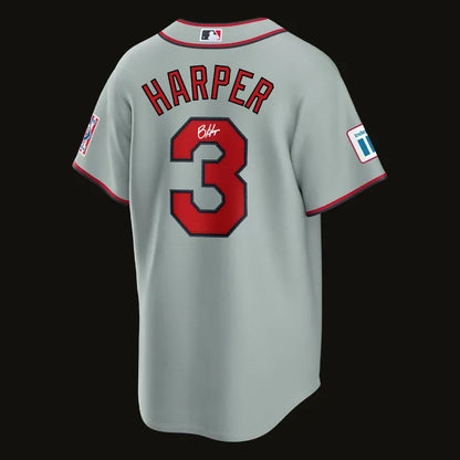 Bryce Harper Philadelphia Phillies 2026 Field of Dreams Stadium Jersey - Gray - Signature