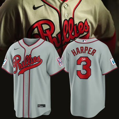 Bryce Harper Philadelphia Phillies 2026 Field of Dreams Stadium Jersey - Gray - Signature