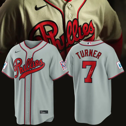 Trea Turner Philadelphia Phillies 2026 Field of Dreams Stadium Jersey - Gray - Signature
