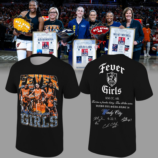 Limited edition T-Shirt celebrating our All-Stars Aliyah Boston, Caitlin Clark and Kelsey Mitchell