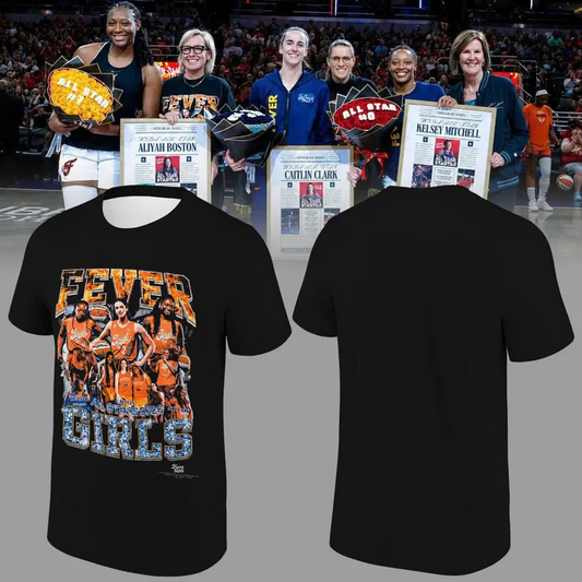 Limited edition T-Shirt celebrating our All-Stars Aliyah Boston, Caitlin Clark and Kelsey Mitchell