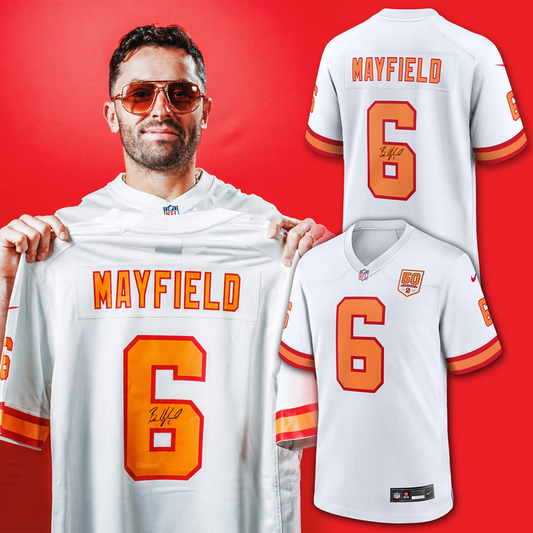 Unisex '76 Tampa Bay Buccaneers Baker Mayfield White 50th Season Game Jersey - Signature