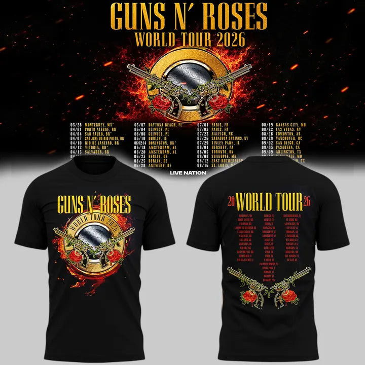 Exclusive Guns N' Roses x NC State Football - World Tour 2026 T-Shirt