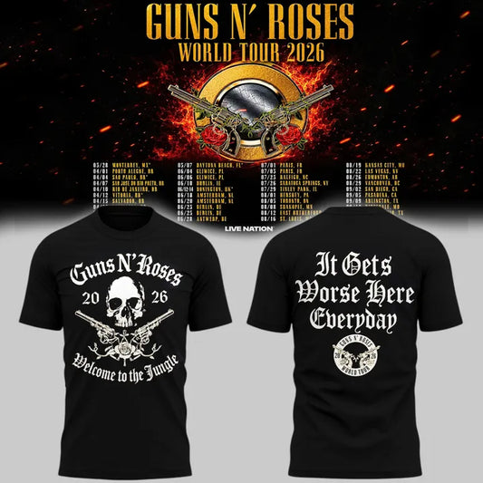 Black Shirt Guns N' Roses x NC State Football - World Tour 2026 T-Shirt