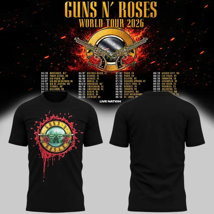 Limited Black Shirt Guns N' Roses x NC State Football - World Tour 2026 T-Shirt