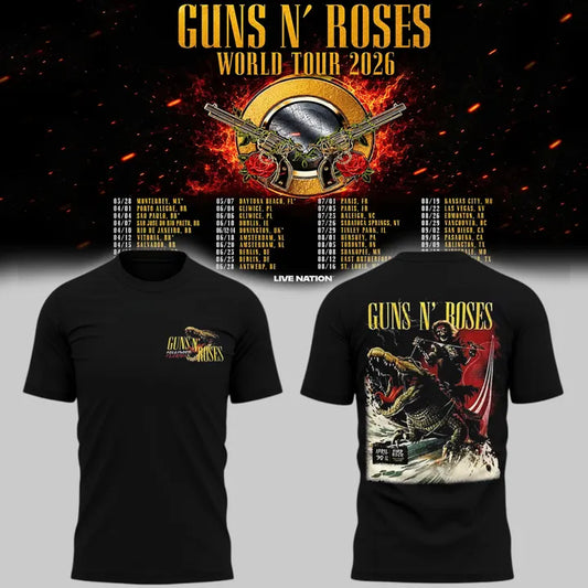 Black Shirt NC State Football x Guns N' Roses - World Tour 2026 T-Shirt