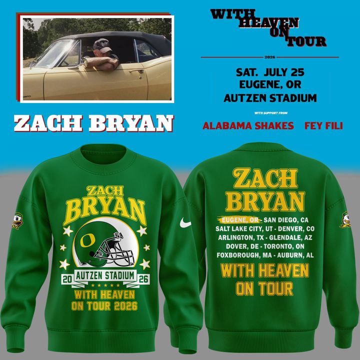 Limited Edition Zach Bryan x Oregon Football - With Heaven On Tour 2026 Sweatshirt