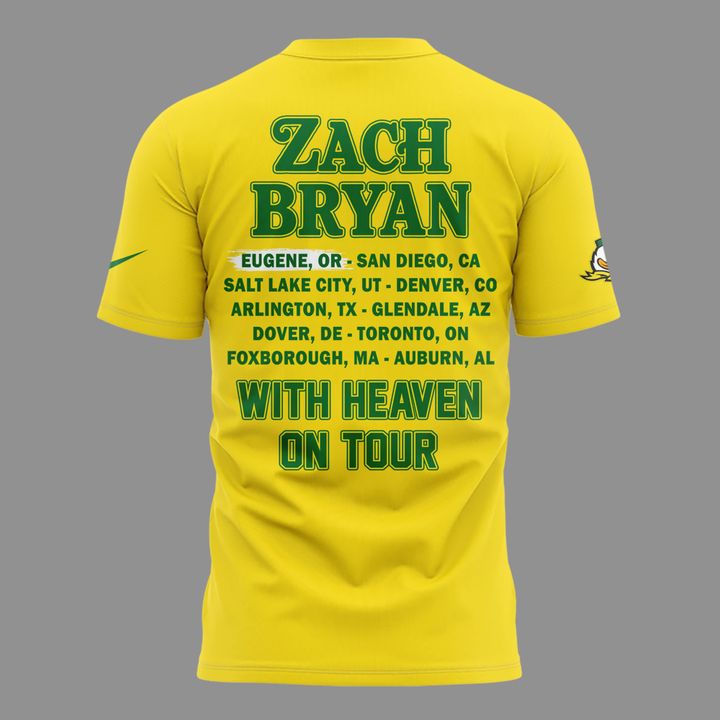 Exclusive Zach Bryan x Oregon Football - With Heaven On Tour 2026 T-Shirt