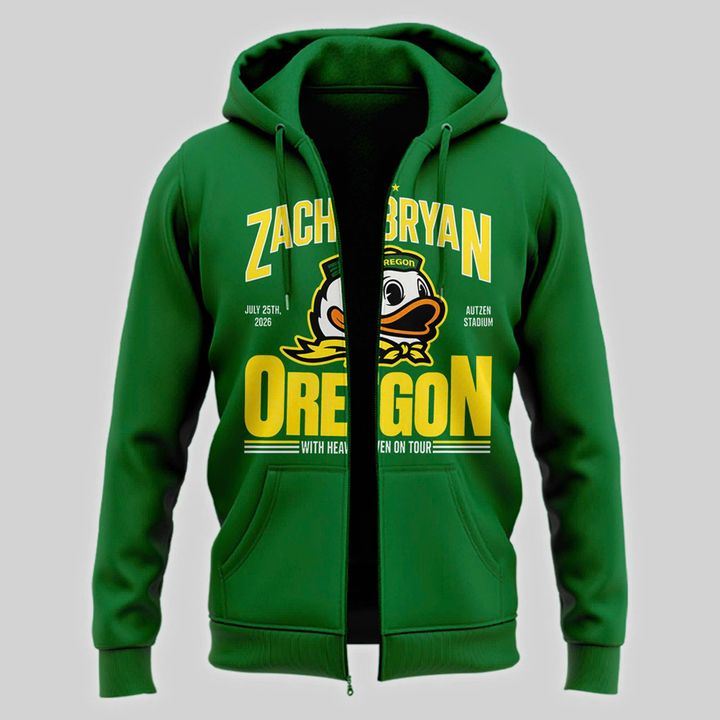 Special 2026 Zach Bryan x Oregon Ducks Zip Hoodie - Green