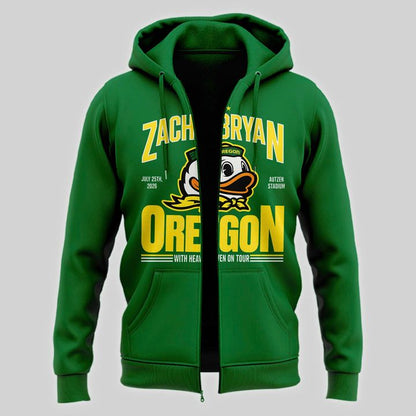 Special 2026 Zach Bryan x Oregon Ducks Zip Hoodie - Green