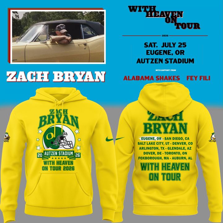Perfect Hoodie Zach Bryan x Oregon Football - With Heaven On Tour 2026 Hoodie