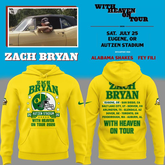Perfect Hoodie Zach Bryan x Oregon Football - With Heaven On Tour 2026 Hoodie