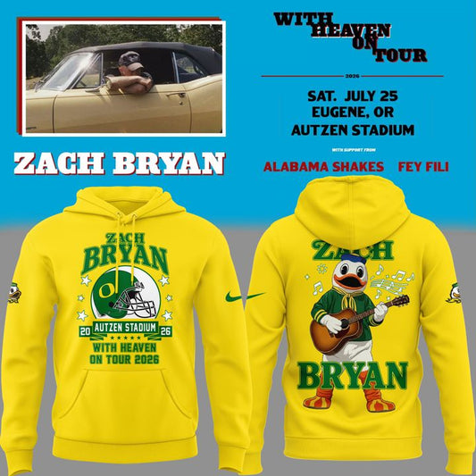 Limited Hoodie Zach Bryan x Oregon Football - With Heaven On Tour 2026 Hoodie