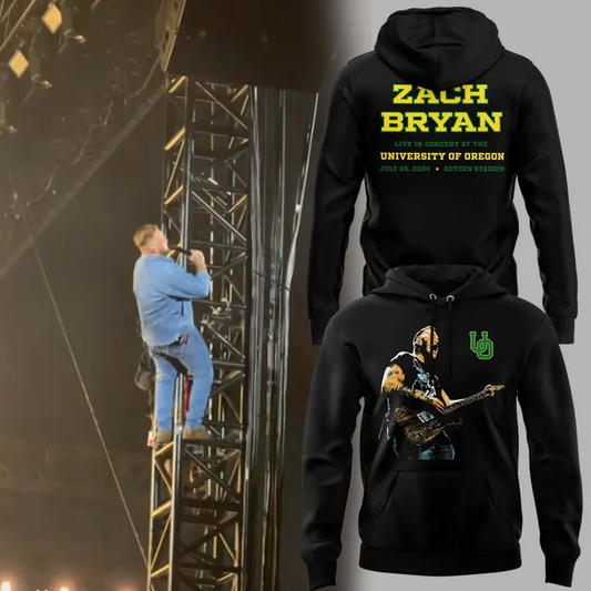Black Hoodie Zach Bryan x Oregon Football - With Heaven On Tour Hoodie