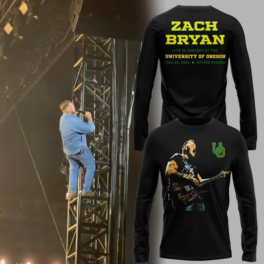 Black Long Tee Zach Bryan x Oregon Football - With Heaven On Tour Long Tee