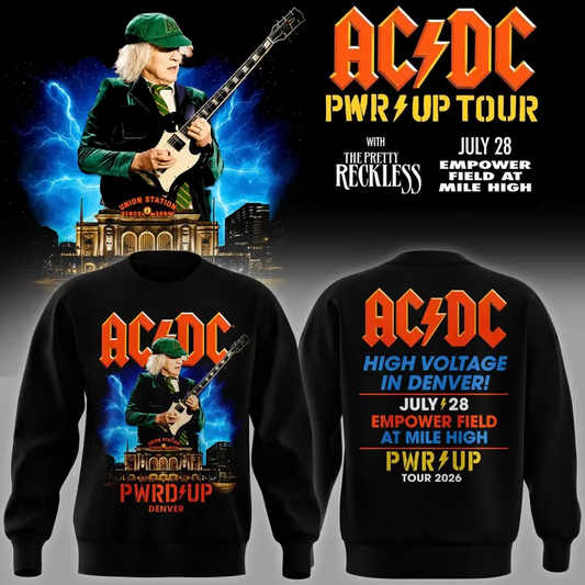05.05. Black Sweatshirt AC/DC - Exclusive Denver Event Shirt - Power Up Tour 2026 Sweatshirt