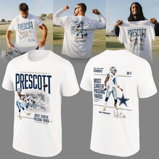 Limited Edition Dak Prescott T-Shirt Signatures Print for Dallas Cowboys fans