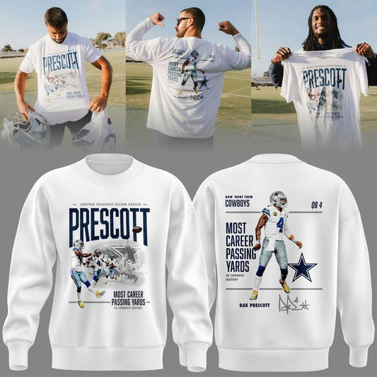 Special Edition Dak Prescott Sweatshirt Signatures Print for Dallas Cowboys fans