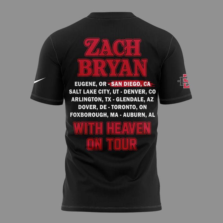Black Shirt Zach Bryan x San Diego State Football - With Heaven On Tour 2026 T-Shirt