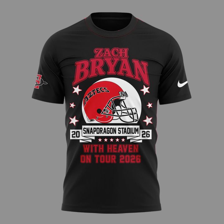 Perfect Black Shirt 2026 Zach Bryan x San Diego State Football - With Heaven On Tour 2026 T-Shirt