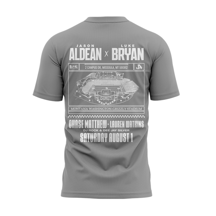 Limited Edition Montana Grizzlies x Jason Aldean And Luke Bryan Gray Tshirt