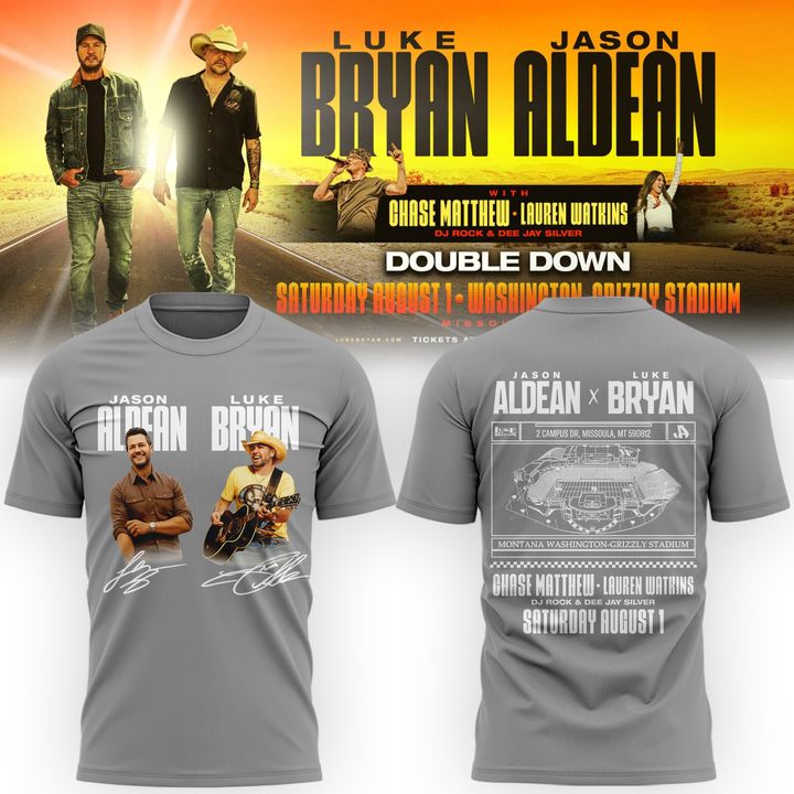 Limited Edition Montana Grizzlies x Jason Aldean And Luke Bryan Gray Tshirt