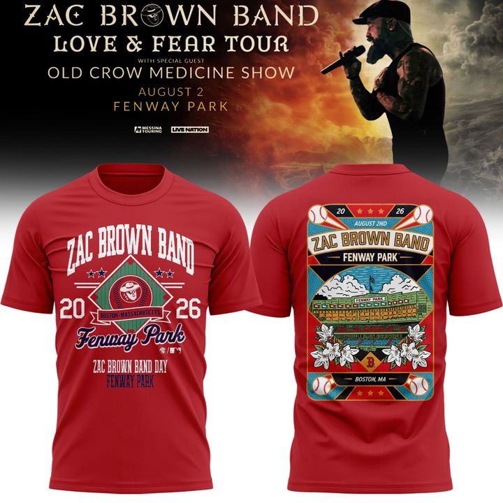 Zac Brown Band x Boston Red Sox Fenway Park - Love & Fear Tour Red Tee